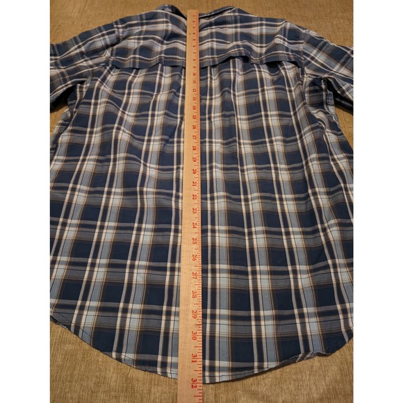 Timberland Men's Size Med Blue Plaid Long Sleeve Button Up Turbo Dry - Picture 5 of 6